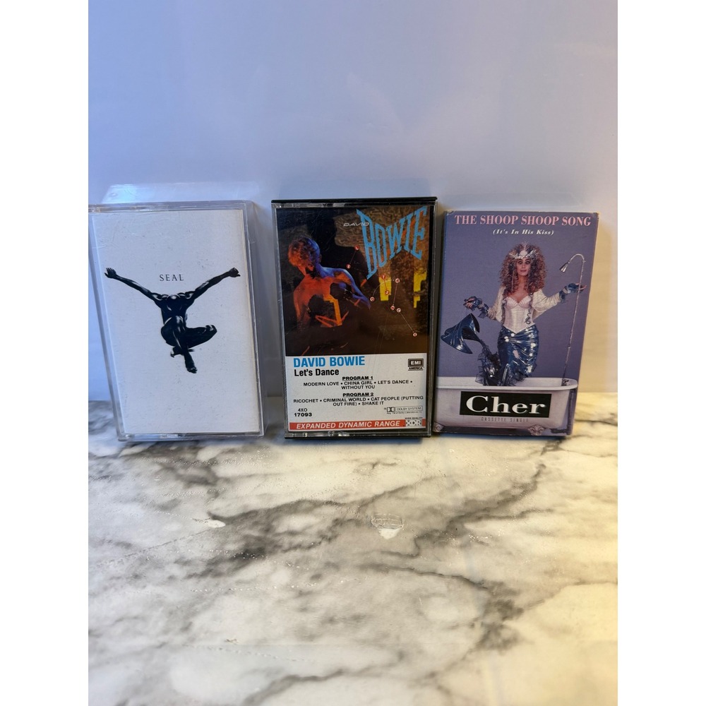 David Bowie Let's Dance Seal 1994 Cher Shoop Shoop Song Cassette Tape Lot of 3